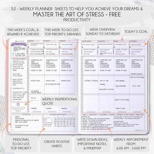 Law of Attraction Planner 2026 with Panduo App - Weekly & Monthly Goal Setting Planner to Increase Productivity | Life & Gratitude Journal, Include Foldable Vision Board, Gift Box & Stickers