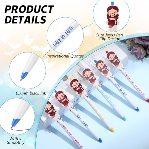 200 Pcs Christian Jesus Pens Bulk, Bible Verse Ballpoint Pen for Kids, Cute Jesus Ballpoint with Inspiring Quote, Religious Church Gift for Operation Christmas Box, Christmas Stocking