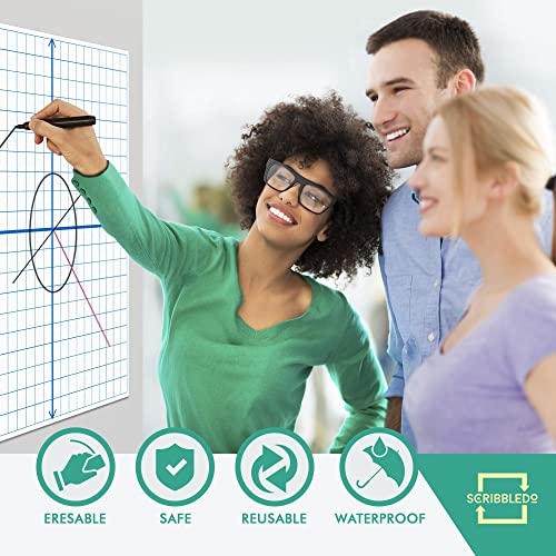 Scribbledo Jumbo Magnetic Coordinate Plane 27" x 27" White Board Dry Erase Graph Grid Board XY Coordinate Plane Grid Whiteboard Math Teacher Supplies