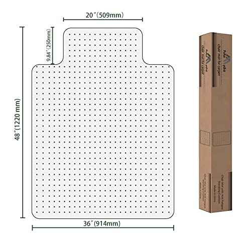 FuturHydro Office Chair Mat for Low Pile Carpet, 48" x 36" Clear Computer Desk Chair Mats for Carpeted Floors, Easy Glide Rolling Plastic Floor Mat (with Lip)
