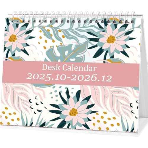 Small Desk Calendar 2026-2027, Koncci 18 Months Standing Flip Desk Calendar (January 2026-June 2027), 7" x 8.5" Desktop Planner with Stickers for Easy Organizing