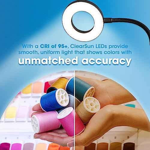 OttLite Capture Clip-On LED Desk Lamp and Ring Light for Desk, Use for Reading, Selfie, for Computer, ClearSun LED Technology, Dimmable with 3 Color Modes