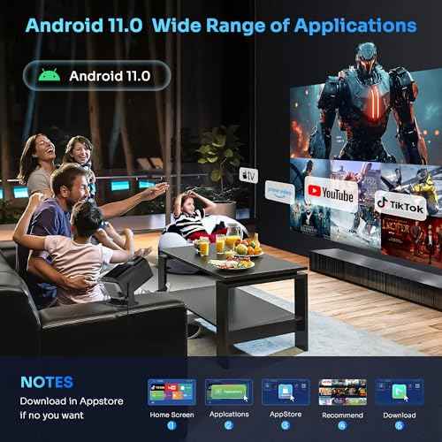 ¡¼180¡Æ-Rotation Adjustable Stand¡½HIPPUS Smart Mini Projector with WiFi and Bluetooth,1080P Portable 4k Outdoor Portable Projector,300ASIN LM,Support 2.4G/5G Wi-Fi6, BT5.2 With Android 11,Black.