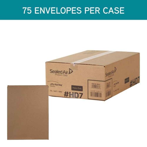 Sealed Air Jiffy Rigi Bag Shipping Rigid Mailers, Case of 75, Recycled Bend Free Puncture Proof Fiberboard Mailing Envelope, #7-14.25" x 20", Kraft