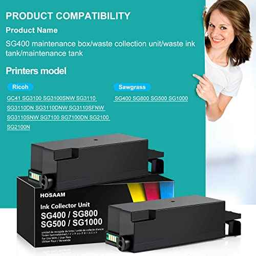 SG400 Waste Collection Unit for Sawgrass Virtuoso SG400 SG500 SG1000 SG800 Ricoh GC41 Printer (2 Packs)
