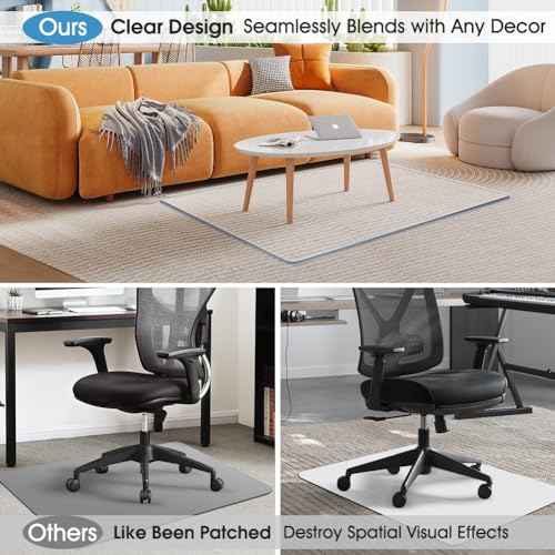 Office Chair Mat for Carpet,Heavy Duty Desk Chair Floor Mat for Carpet Hardwood Floor Clear 48x32 Inches 2 * 3 Rectangle