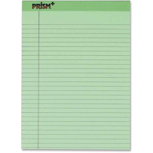 TOPS Prism Plus 100% Recycled Legal Pad, 8-1/2 x 11-3/4 Inches, Perforated, Green, Legal/Wide Rule, 50 Sheets per Writing Pad, 12 Pads per Pack (63190)