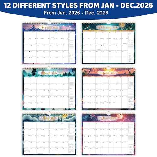 2026 Wall Calendar - 2026 Calendar, JAN 2026 - DEC 2026, 11" x 8.5", Calendar 2026, 2026 Wall Calendar 12 Month with Spiral Binding, Hanging Hook, Notes, To-do List, Perfect for Organizing
