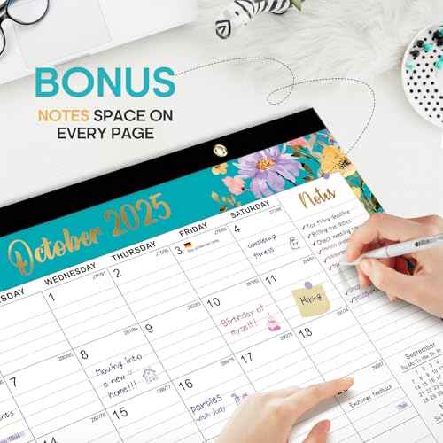 Desk Calendar 2026, 21 Months Calendar Runs from October 2025 to June 2027 - Large 17" x 12" Desktop/Wall Monthly Calendar for Home School, or Office - Floral