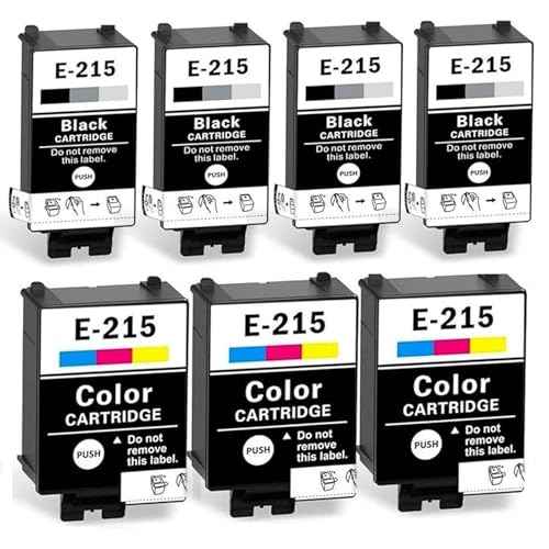Remanufactured T215 Ink Cartridge Replacement for Workforce WF-100 EC-C110 WF-110 Printers Pigment Ink (4-Black 3-Color) Pigment Ink Cartridges for WF100 WF110 C110 (7-Pack)