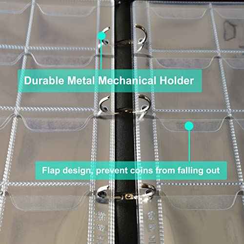 Challenge Coin Display Book Medals Holder for Collectors, 120 Pockets Large Military Coin Collecting Album with Zipper and Handle - Black