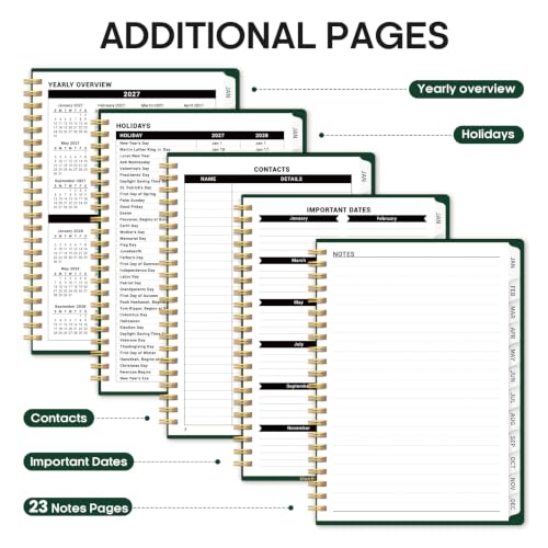 Taja 2027 Hardcover Planner 6.3 x 8.5 inch with Monthly Tabs & Elastic Band