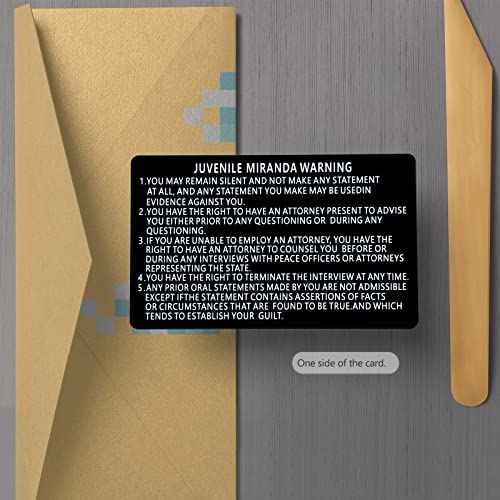 24 PCS Metal Miranda Warning Card, Juvenile Miranda Rights Card Metal Laser Engraved Insert (Black)