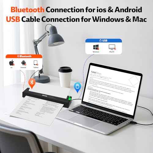 Portable Printers Wireless for Travel,Upgraded Inkless Thermal Bluetooth Mini Printer Compatible with Android,iOS&Laptop,Support 8.5" X 11" US Letter&A4,Portable Small Mobile Travel Printer for Home