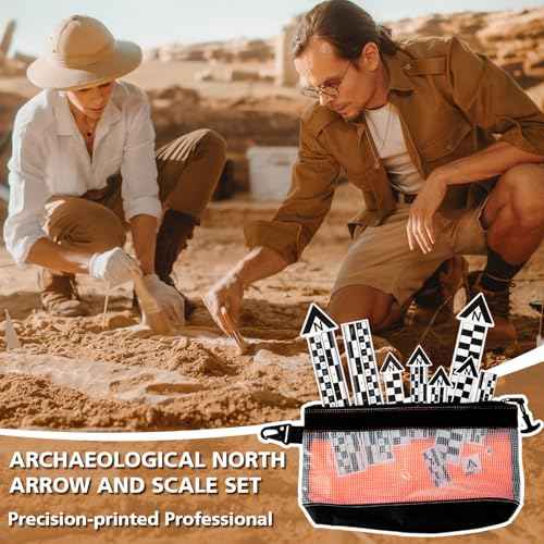 Maitys 12 Pack Archaeological North Arrow and Scale Set, Geology Photography Professional Measuring Scale Ruler with Case Archaeological Excavation Photo Reference Ruler for Artifact Documentation