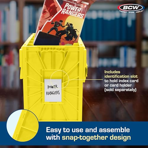BCW Short Comic Book Bin | Holds 150 Comics | Stackable Plastic Storage | Acid-Free Organizer | Yellow, Single