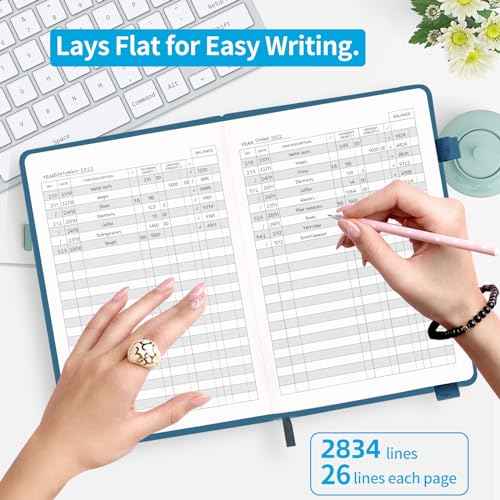 Check Registers for Personal Checkbook, Blugool Checkbook Register with Check & Transaction Registers, Accounting Ledger Log Book for Personal and Work, 5.8" x 8.3" (Blue)