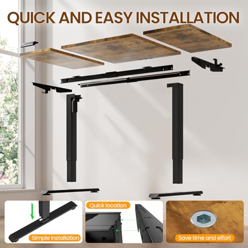 Veken 63x28 Inch Electric Height Adjustable Standing Desk - Brown | Wide Office Workspace
