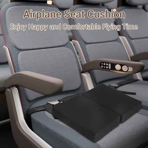 Airplane Seat Cushions 2 Pack, Travel Seat Cushion 16.8 * 13 * 2 inches with Handle, Foldable & Portable for Travel and Outdoor Use (Black)
