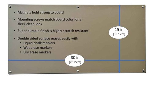 Large Magnetic Board for Wall - Magnet Display Board - Magnetic Bulletin Board - Dry Erase Memo Board- Made in USA (Metallic Silver, 15" Wx30 L)