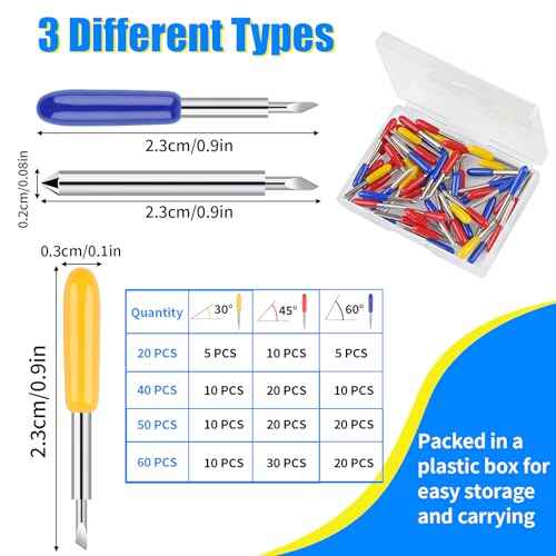 40 PCS Replacement Cutting Blades, Fine Point Blade Compatible with Explore Air 2/Air 3/Maker/Maker 3, 20 PCS Standard Blades, 10 PCS Deep Cutting Blades and 10 PCS Fine Point Blades