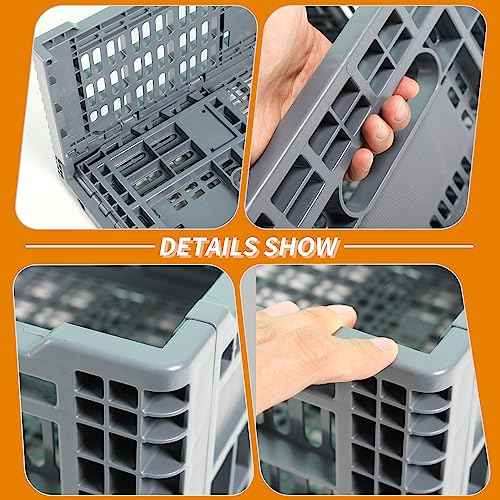 Collapsible Storage Bin Containe£¬52 Liter Transferheavy duty plastic storage box,milk crates heavy duty Transit storage of various items gray (1)
