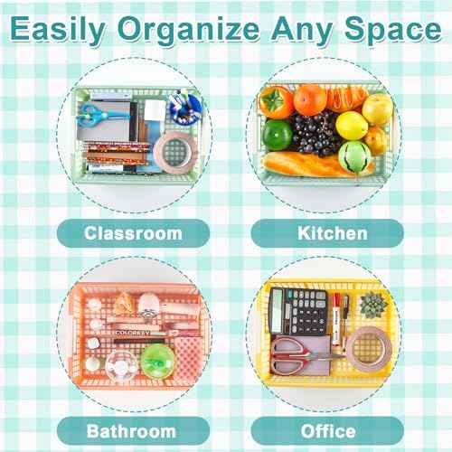 gisgfim 6 Pack Plastic Turn in Paper Trays for Classroom Pastel Storage Bin Basket Organizers for School Teacher Supplies Classroom Office Home Organization and Storage Tray Holds 4A Paper File