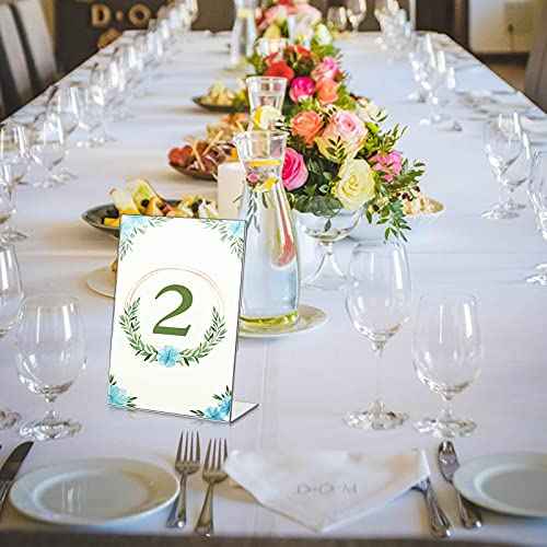 24 Pack Acrylic Sign Holder Slant Back Plastic Paper Display Stand Clear Table Top Sign Holders for Office Home Store Restaurant(5 x 7 Inch)