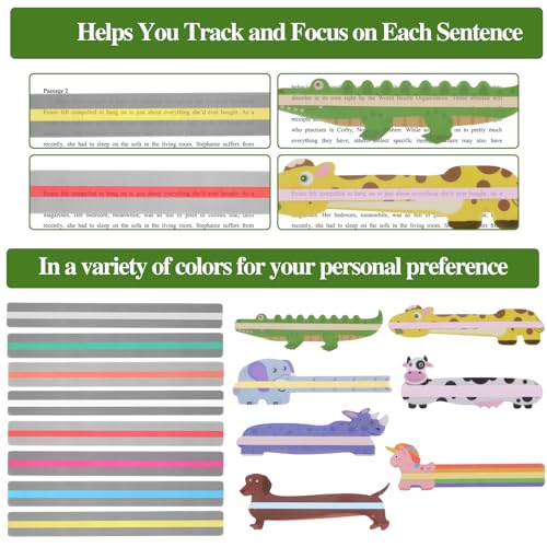 15pcs Colorful Dyslexia Reading Strips for Children & Teachers
