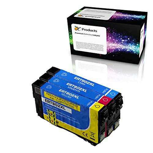 Remanufactured Ink Cartridge Replacement 3 Pack for Epson 802 802XL for Workforce Pro WF-4720 WF-4730 WF-4734 WF-4740 EC-4020 EC-4030 EC-4040 (Cyan, Magenta, Yellow)