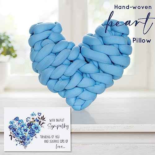 Sympathy Gift Baskets, Condolences Memorial Gifts for Bereavement Grief - Sorry for Your Loss Thinking of You Box, Grieving Care Package for Women Men Friends, in Memory of Loved One(Blue Pillow)