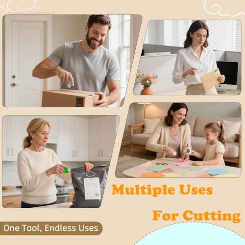 Cloud Retractable Box Cutter 4 Pack - With Key Rings,Safe Auto-Retract Design,Mini Paper Cutter for Box,Packages,Mail,Envelopes,Portable Keychain Letter Opener for Home,Office,Travel
