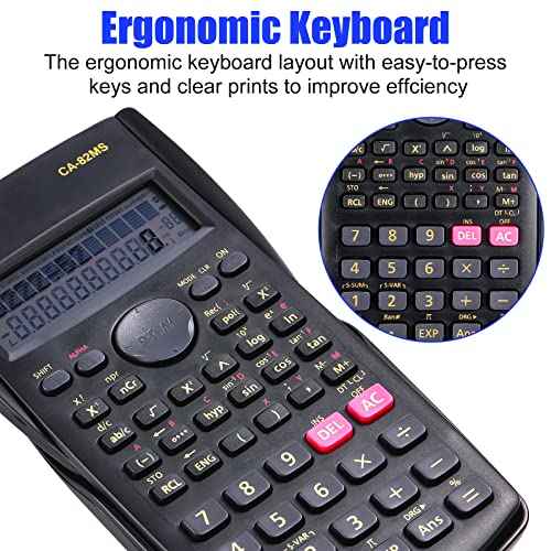 Saillong 12 Pieces 2-Line Engineering Scientific Calculator, Black Function Fractions Math Calculator for Business Office College High School Student Teacher