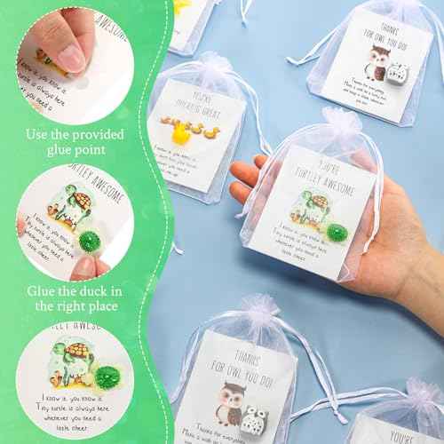 Fumete 200 Set Christmas Employee Appreciation Gift Bulk for Coworkers Thank You Staff Funny Rad Tech Week Nurse Gift Animal Pun Inspirational Note Cards Resin Duck Stars Whales Turtles Owls