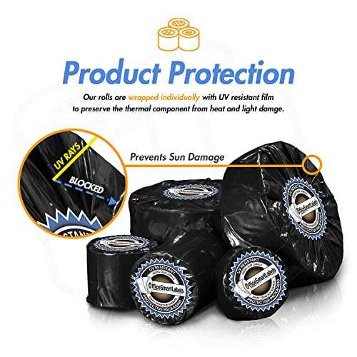 OfficeSmartLabels - 3" x 5" Direct Thermal Labels - Compatible with Zebra & Rollo Desktop Label Printers and More ? 1¡± Core, Permanent Adhesive & Perforated [300/Roll, 1200 in 4 Rolls]
