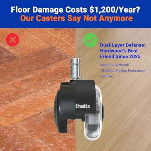 2.5" Office Chair Wheels Set of 5 - Desk Chair Caster Wheels, Smooth & Quiet, Universal Fit for Most Office/Desk/Gaming Chairs, Safe on Carpets & Hardwood Floors