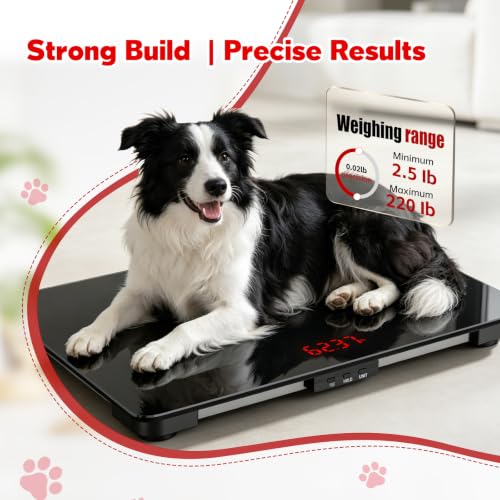 RAOYAN Black Dog Scale 220lb Max, 0.01lb Accuracy, Large Platform, Smart Hold & Tare