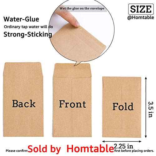 100 Pack Small Coin Envelopes Self-Adhesive Kraft Paper Seed Envelopes Mini Parts Small Items Stamps Storage Packets Envelopes for Garden, Office or Wedding Gift(2.25"¡¿3.5") (100)
