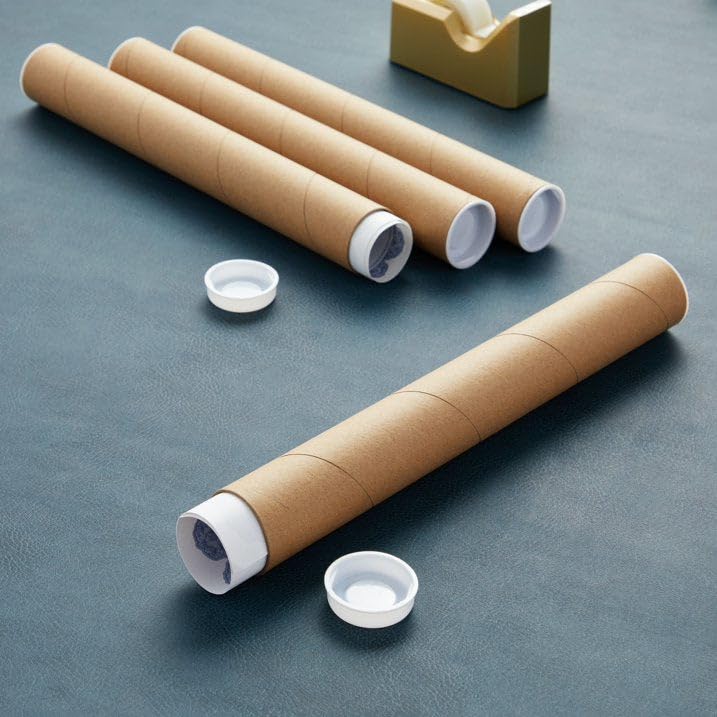 Niwo ART 1-Pack Mailing Tubes with Caps 2x24 Inches Kraft Cardboard Shipping