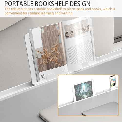 Laptop Desk for Bed, Laptop Bed Tray Table, Foldable Lap Tablet Table with Storage Drawer and Bookstand, Lap Desks Bed Trays for Sofa Couch Floor (Silver)