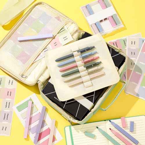 32 Pcs Large Bible Cover Gift Set with 12 Pastel Markers 6 Gel Pens 6 Bookmarks 6 Sheet Bible Tabs and Lined Journal Notebook for Women Office Home Teachers Supplies