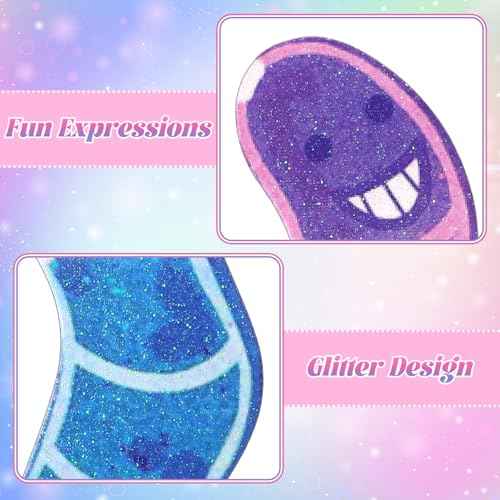 100 Pcs Worm Bookmarks Bulk for Kids Cute Holographic Glitter Gummy Worm Fun Bookmarks for Book Lovers Adults Teacher Funny Reading Gifts Bookish Party Favors