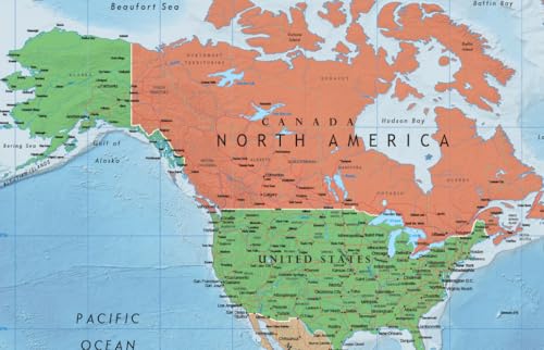 24x36 Laminated World & USA Map Set - 3D Terrain Relief, Dry-Erase, Premier