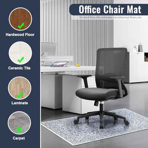 Office Chairs Mat for Hardwood Floor,36"x48" Desk Chair Mats with Lock Edge Design,No Curling Floors Protectors for Chairs with Anti-Slip Backing,Machine Washable Floor Mat for Office Chair