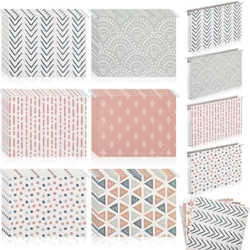 30 Pcs Boho Hanging File Folders 9.5 x 11.5 in Decorative Cute Hanging Letter Size File Folder with Adjustable Tabs Back to School Gift for Office Home Supplies, 6 Designs(Classic)