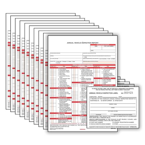 J. J. Keller Annual Vehicle Inspection Report Form & Label 10-Pack
