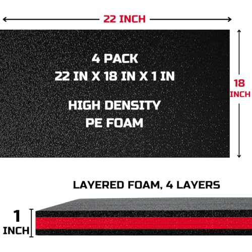 ONREVA Tool Box Foam Organizer 22x18x1 inch 4Pack, Kaizen Sheets for