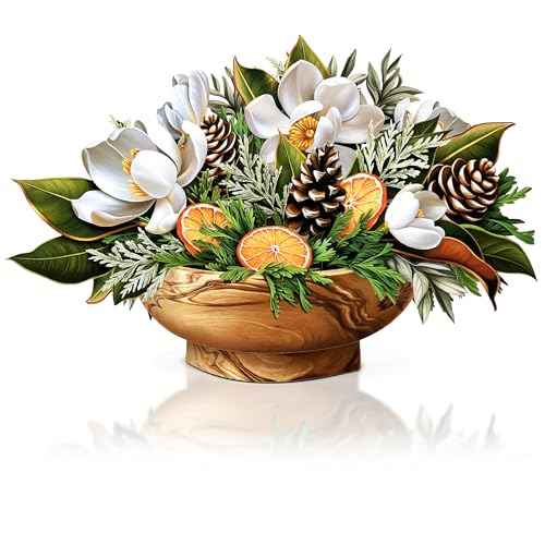 Freshcut Paper Pop Up Cards, Winter Magnolia, 15 Inch Life Sized Forever Flower Bouquet 3D Popup Christmas Card, Holiday Card, Blank Notecard & Envelope