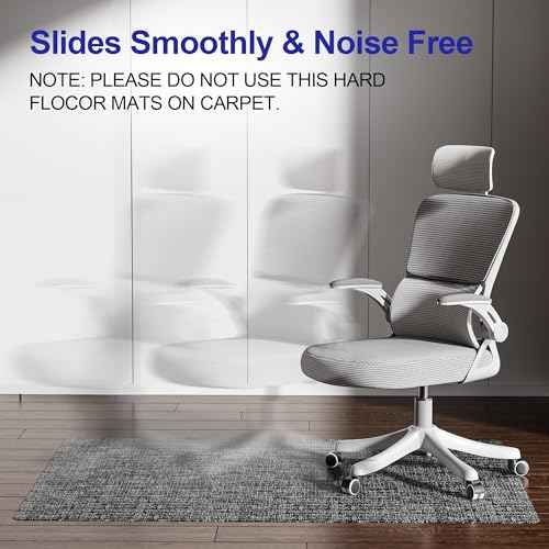Delamu Office Chair Mat for Hardwood Floor, Non-Slip PVC Woven Computer Desk Chair Mat, 45"¡¿53" Heavy Duty Hard Floor Protector for Rolling Chairs, Black & White, Not for Carpet