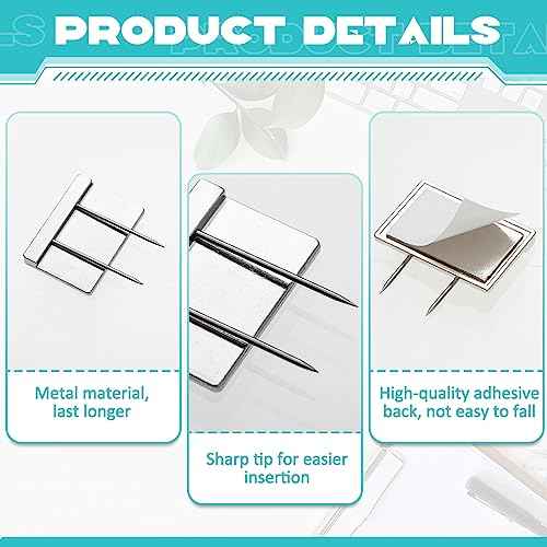 Amylove 80 Pcs Silver Cubicle Pins Partition Long Push Pins Fabric Clips Cubicle Name Plate Holders for Office Furniture Corkboard Fabric Mounting